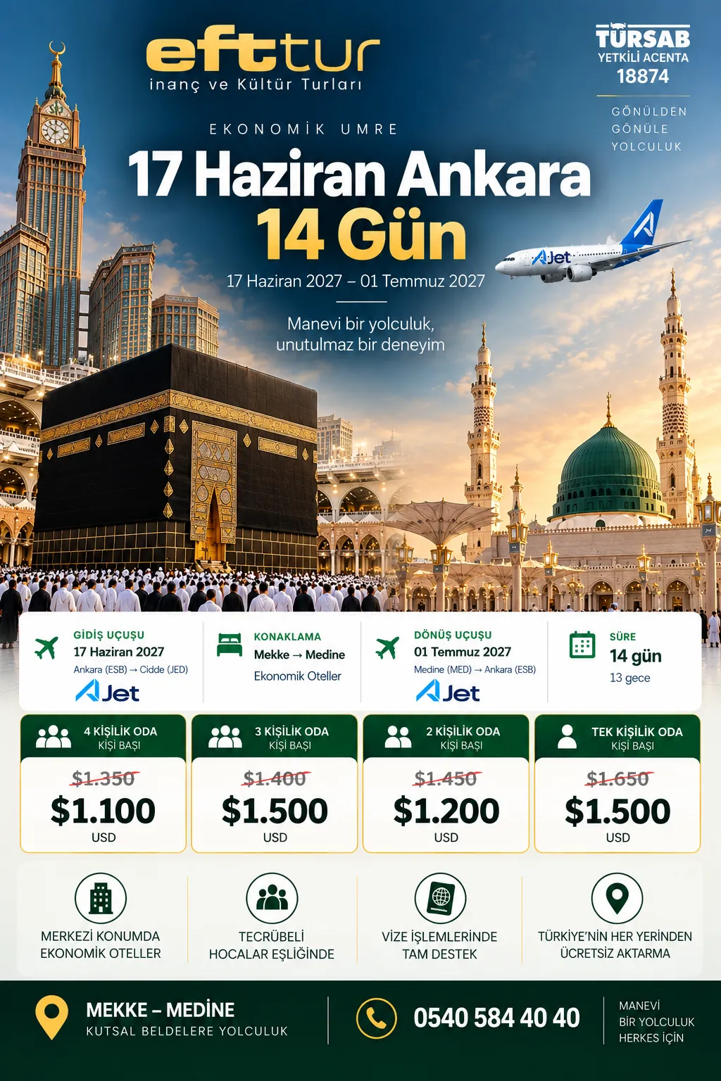 Haziran Umresi — 14 Günlük program afişi