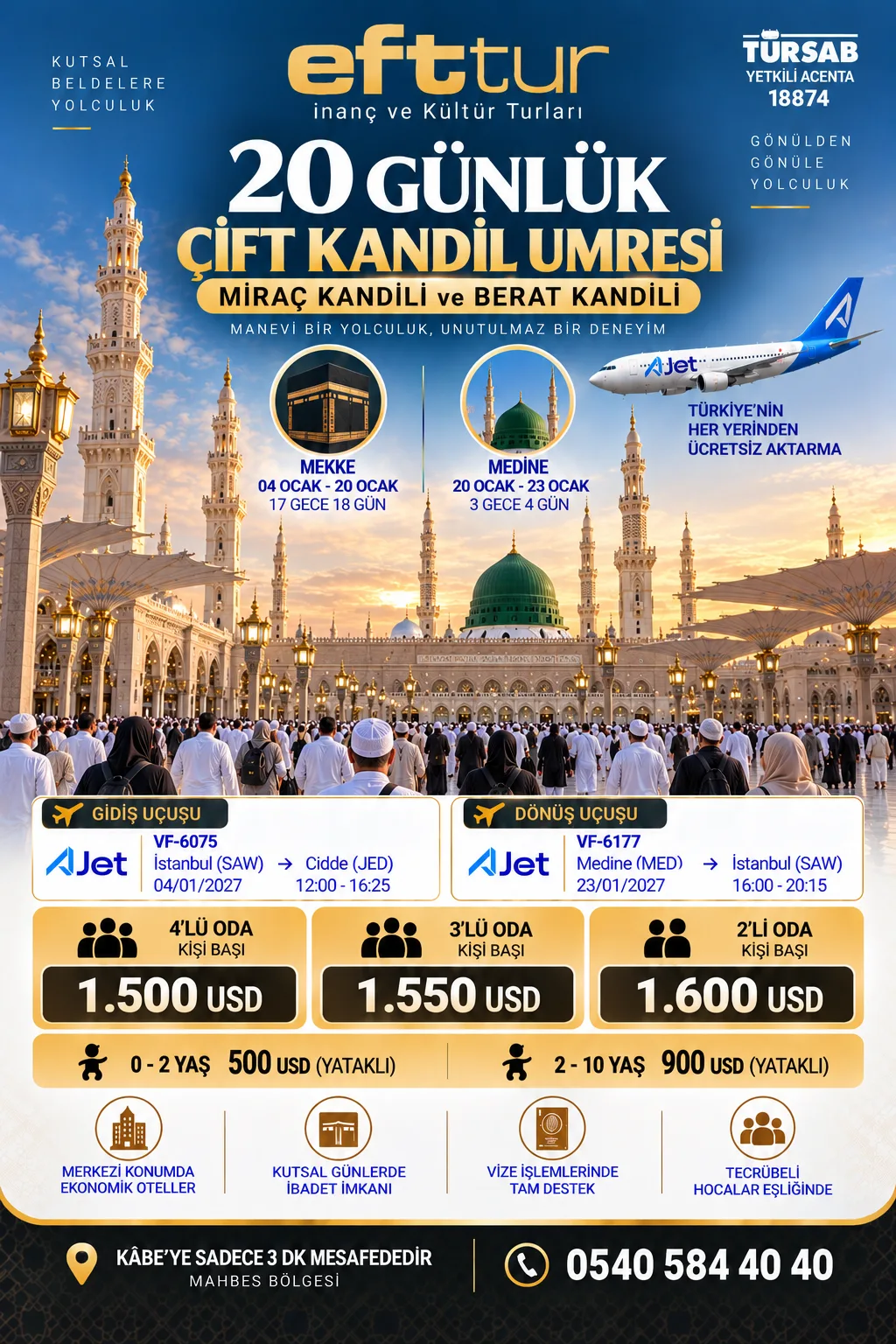 Miraç ve Berat Kandili Umresi program afişi
