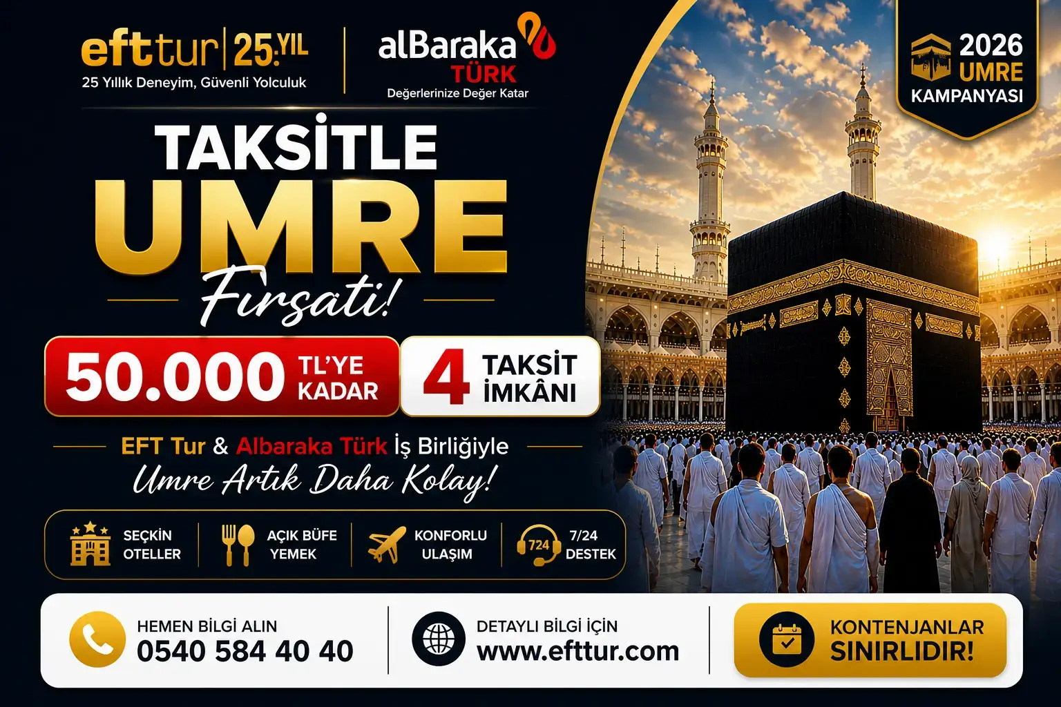Albaraka umre finansmanı ile Kabe manzarasında umre ibadeti